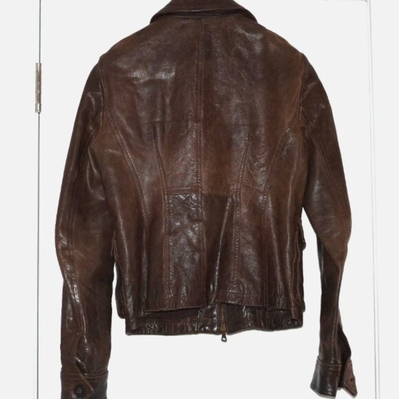 Theory Brown Leather  Bomber Women Jacket size 4 - Picture 16 of 16